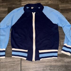 Blue and Navy Zip-Up Jacket artex vintage 1970s